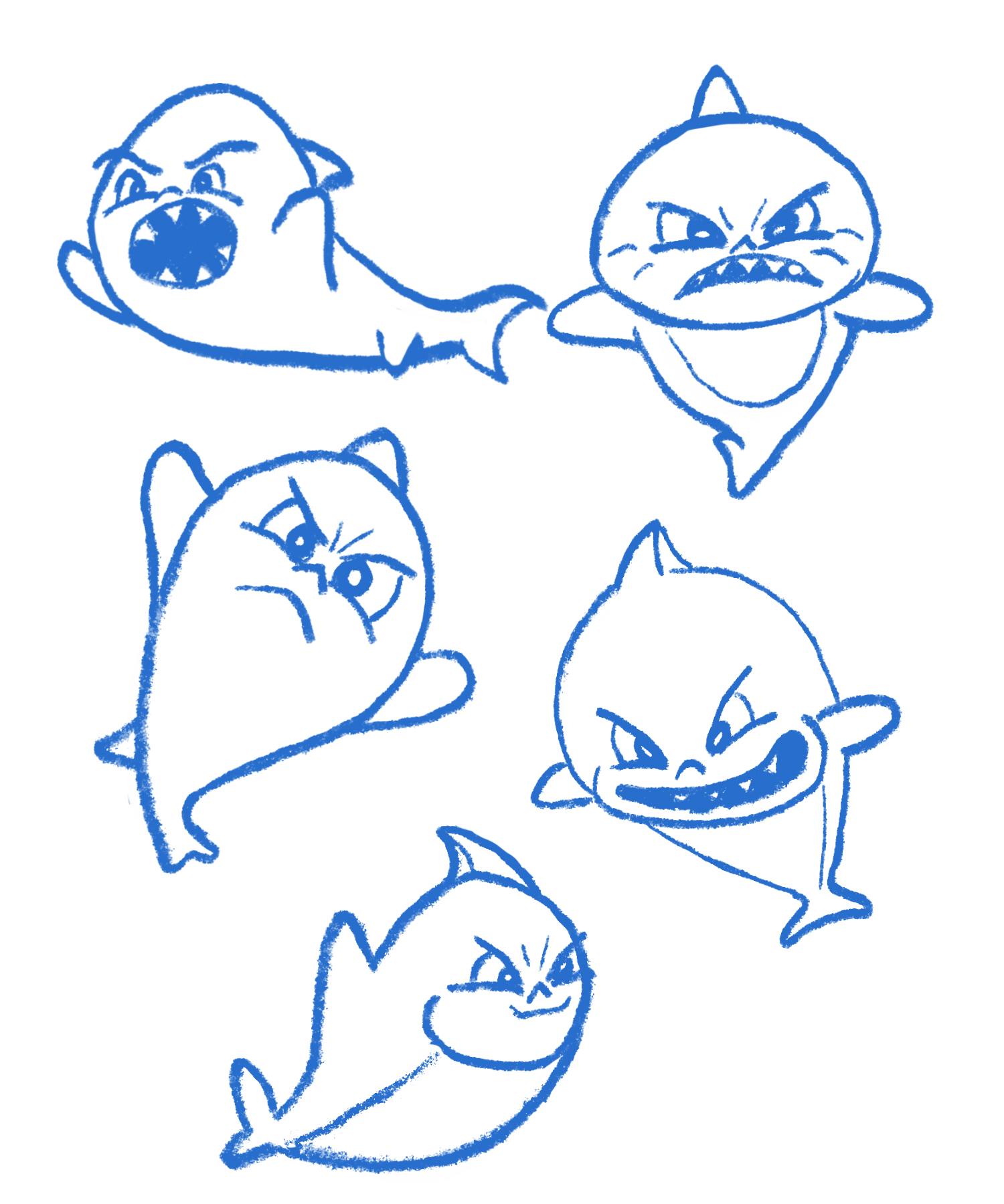 Baby shark expression sketches