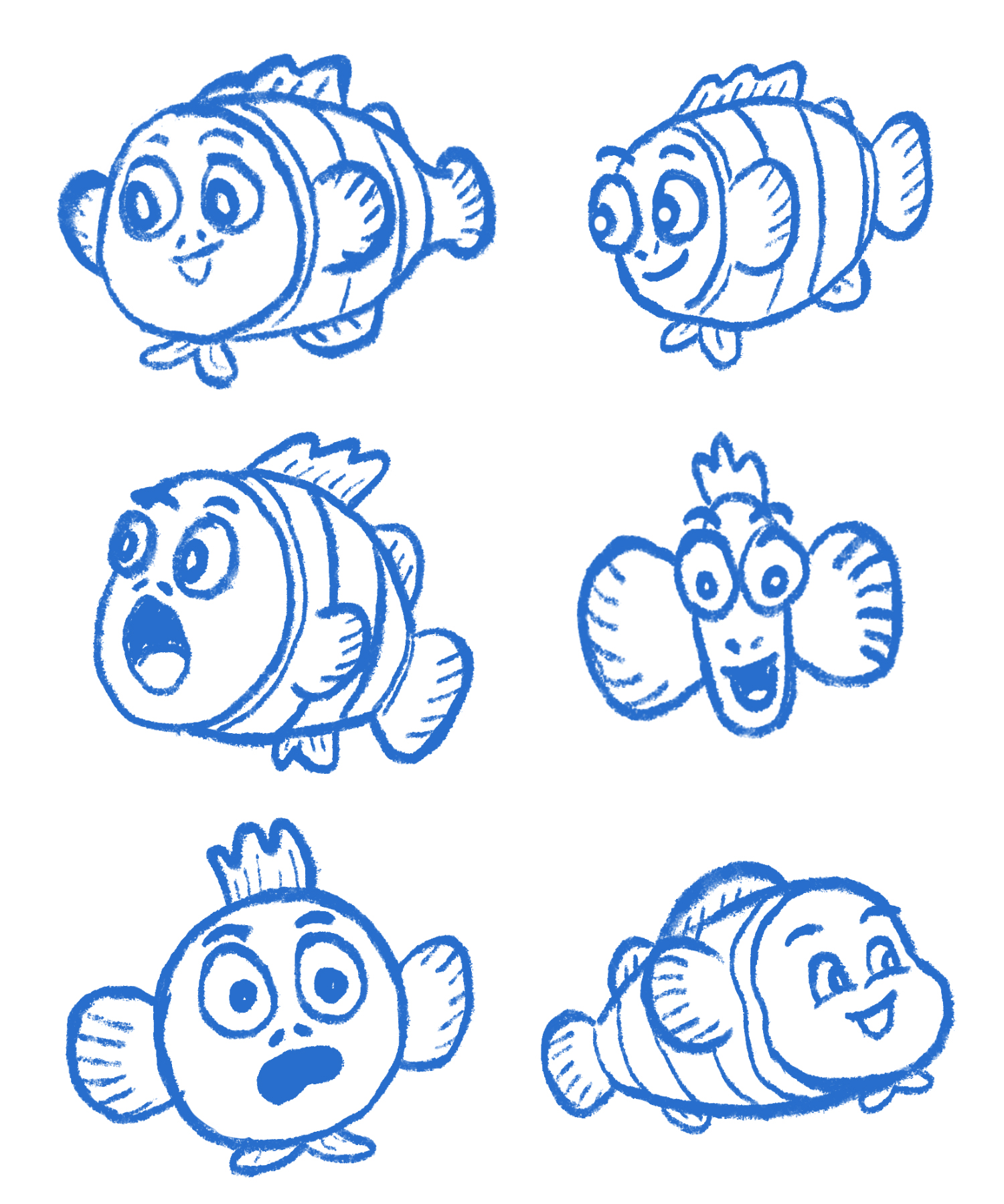 Character expression sketches for Vinny