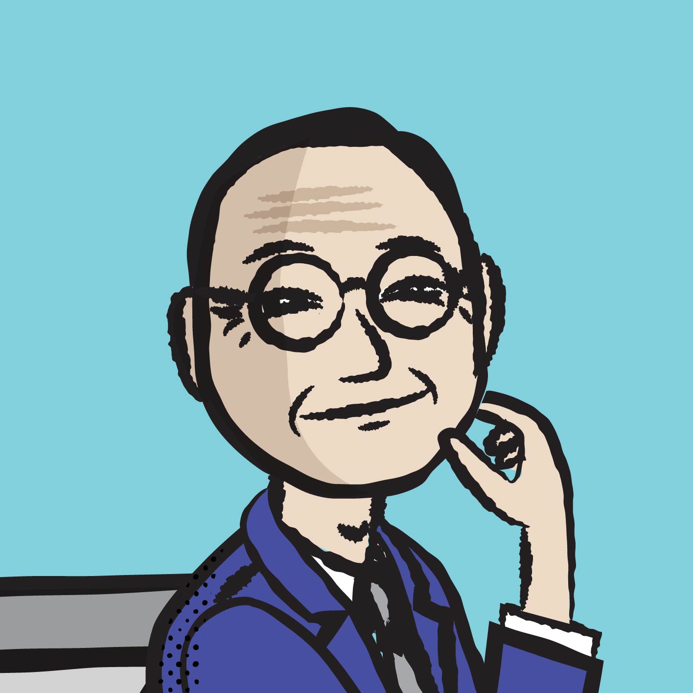 I.M. Pei portrait illustration